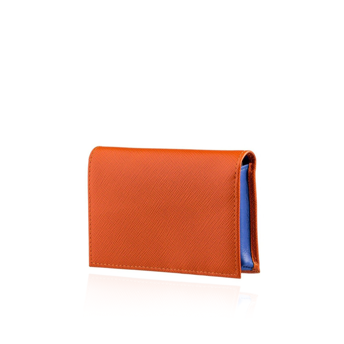 Wallet in Blue Textured Leather with Yellow Interior – Sazingg