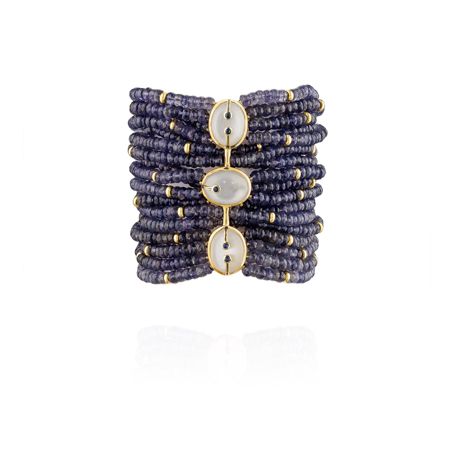 925 Silver Zinta Bracelet with Iolite, Moonstone, & Blue Sapphire