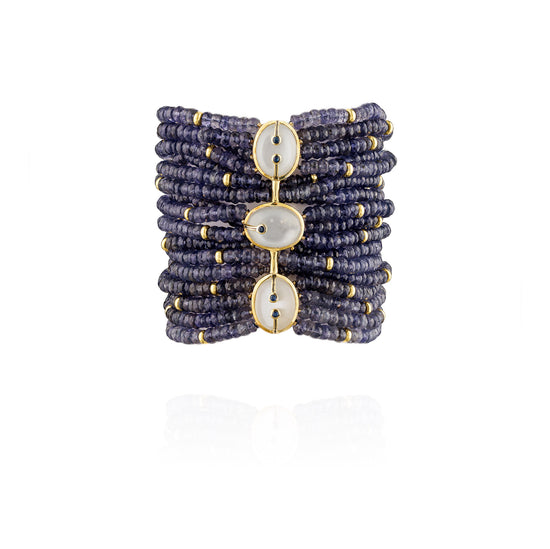925 Silver Zinta Bracelet with Iolite, Moonstone, & Blue Sapphire