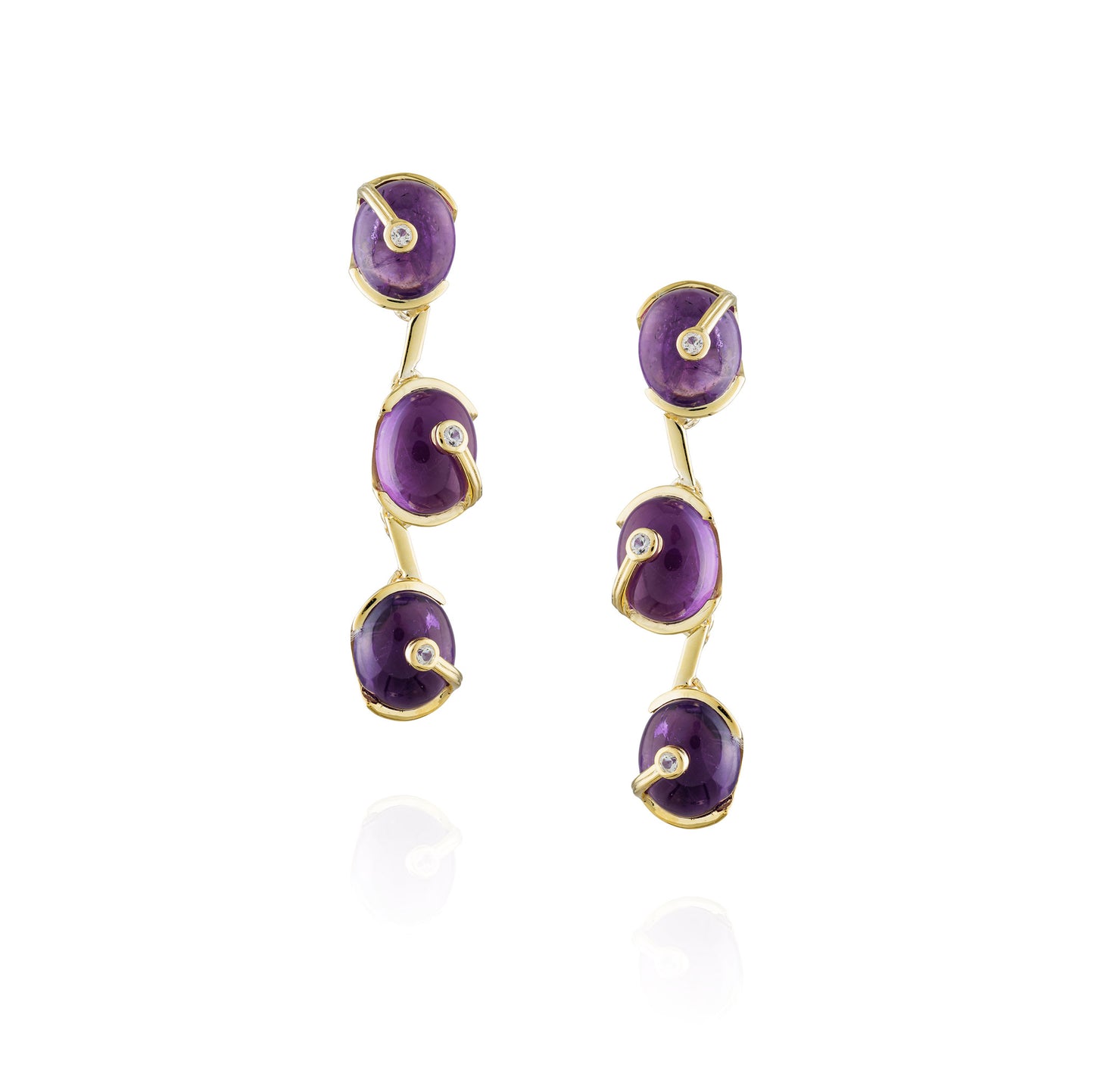 925 Silver Earrings with Amethyst & White Sapphire