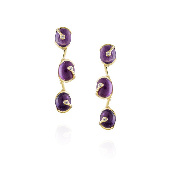 925 Silver Earrings with Amethyst & White Sapphire