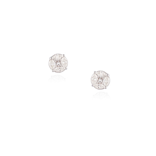 18K White Gold Round Diamond Studs